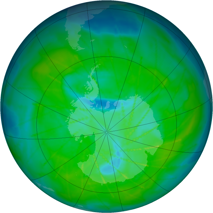 Antarctic ozone map for 19 December 2009